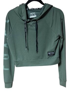 Flag Nor Fail Logo Sleeve Olive Green Cropped Hoodie